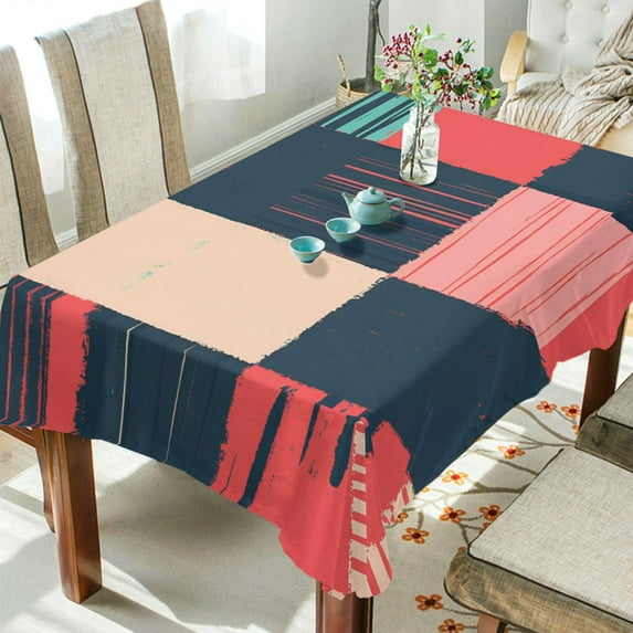 Yayeee Tablecloths 54" x 72" Rectangle Wrinkle Resistant Party Table Cover, Red Teal Plaid
