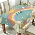 thumbnail image 1 of Yayeee Tablecloths 54" x 72" Rectangle Wrinkle Resistant Party Table Cover, Retro Beige Rainbow, 1 of 8