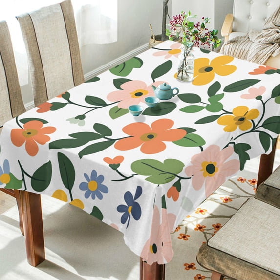 Yayeee Tablecloths 54" x 72" Rectangle Wrinkle Resistant Party Table Cover, Retro Colorful Flowers