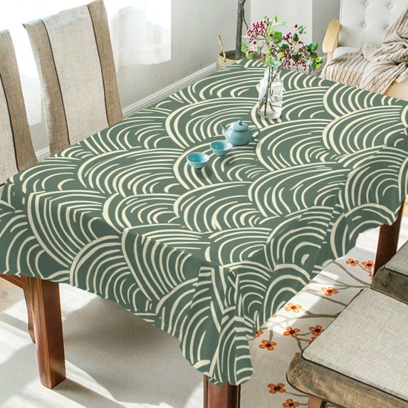 Yayeee Tablecloths 54" x 72" Rectangle Wrinkle Resistant Party Table Cover, Retro Green Abstract