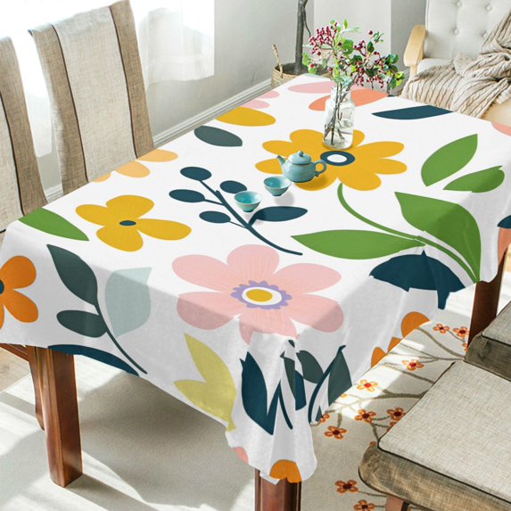 Yayeee Tablecloths 54" x 72" Rectangle Wrinkle Resistant Party Table Cover, Retro Yellow Floral