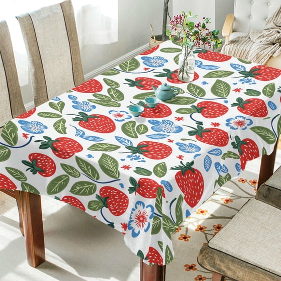 Yayeee Tablecloths 54" x 72" Rectangle Wrinkle Resistant Party Table Cover, Vibrant Strawberries
