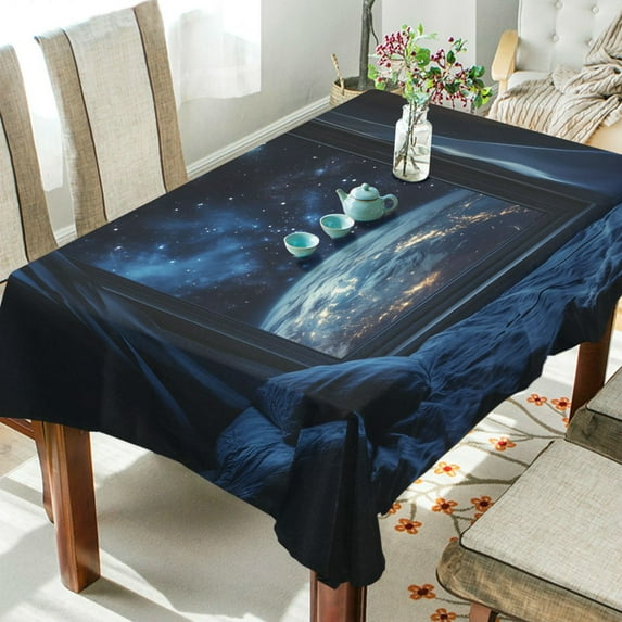 Yayeee Tablecloths 54" x 72" Rectangle Wrinkle Resistant Party Table Cover, Window Earth