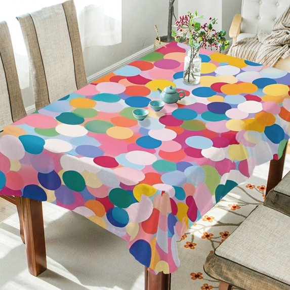 Yayeee Tablecloths 54" x 72" Rectangle Wrinkle Resistant Party Table Cover, Yellow Colorful Circles