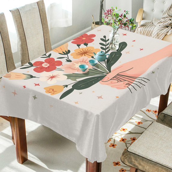 Yayeee Tablecloths 54" x 72" Rectangle Wrinkle Resistant Party Table Cover, Yellow Cute Flower