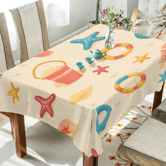 Yayeee Tablecloths 60" x 108" Rectangle Wrinkle Resistant Party Table Cover, Beach Pattern