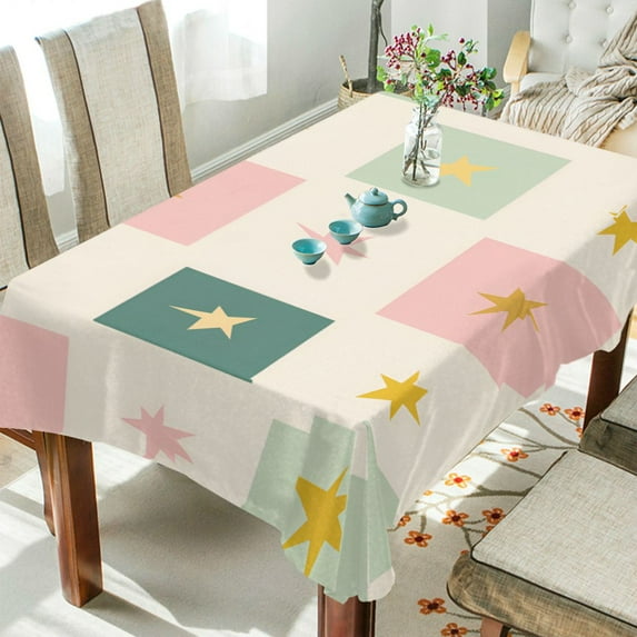 Yayeee Tablecloths 60" x 108" Rectangle Wrinkle Resistant Party Table Cover, Beige Abstract