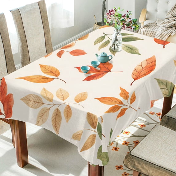Yayeee Tablecloths 60" x 108" Rectangle Wrinkle Resistant Party Table Cover, Beige Autumn Leaves