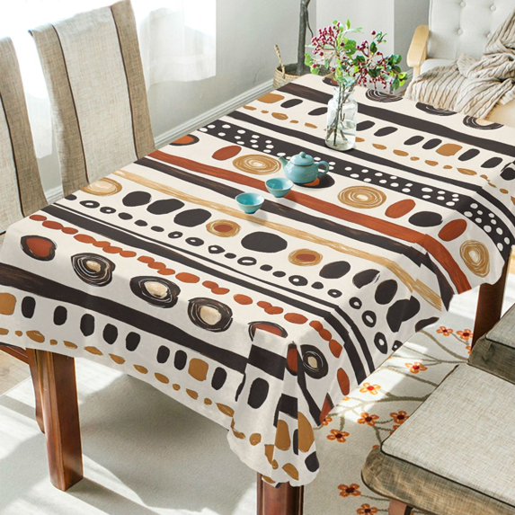 Yayeee Tablecloths 60" x 108" Rectangle Wrinkle Resistant Party Table Cover, Black Abstract Dots