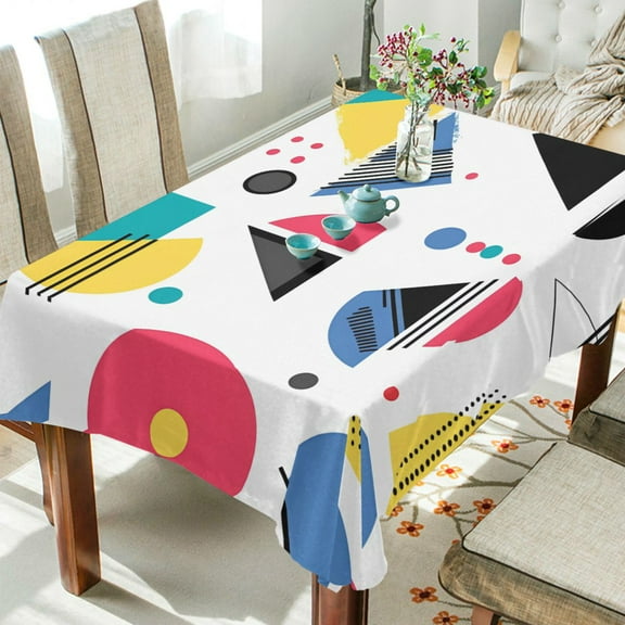 Yayeee Tablecloths 60" x 108" Rectangle Wrinkle Resistant Party Table Cover, Black Retro Pattern