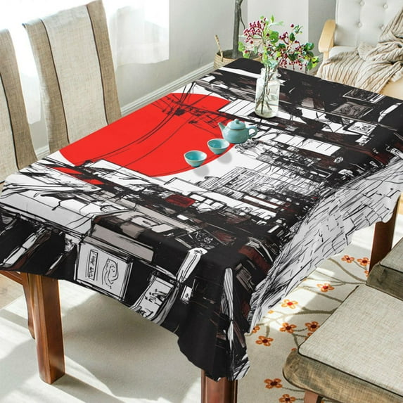 Yayeee Tablecloths 60" x 108" Rectangle Wrinkle Resistant Party Table Cover, Black Streets