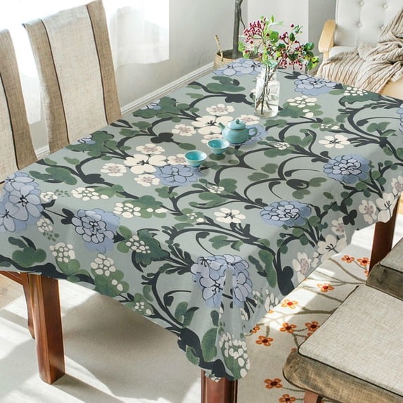 Yayeee Tablecloths 60" x 108" Rectangle Wrinkle Resistant Party Table Cover, Blue Blossom