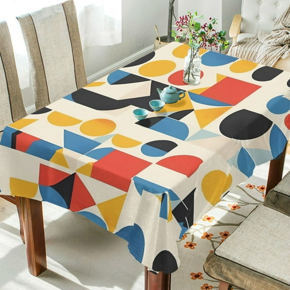 Yayeee Tablecloths 60" x 108" Rectangle Wrinkle Resistant Party Table Cover, Blue Geometric