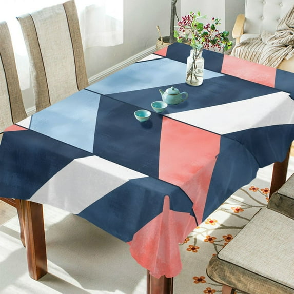 Yayeee Tablecloths 60" x 108" Rectangle Wrinkle Resistant Party Table Cover, Blue Geometric