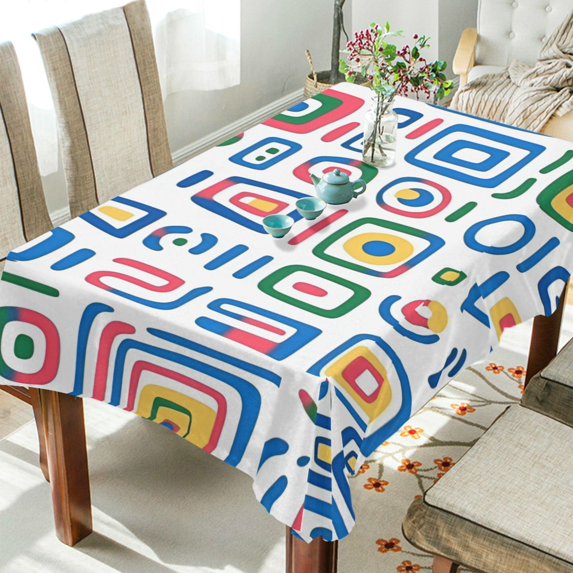 Yayeee Tablecloths 60" x 108" Rectangle Wrinkle Resistant Party Table Cover, Blue Retro Pattern