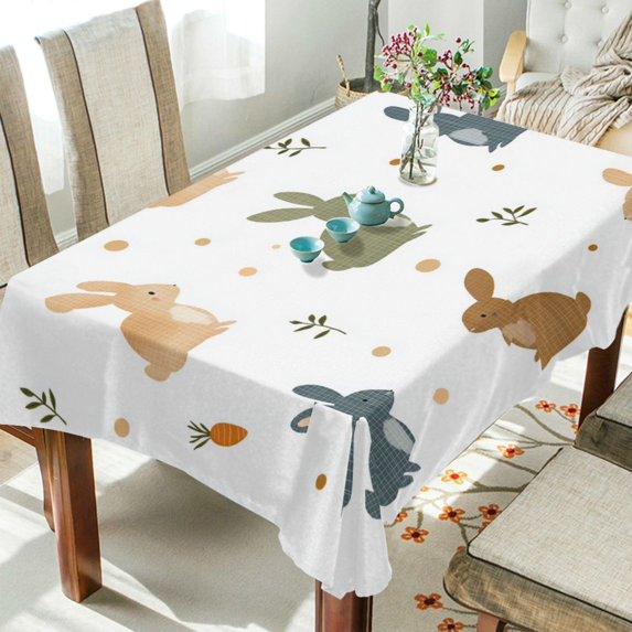 Yayeee Tablecloths 60" x 108" Rectangle Wrinkle Resistant Party Table Cover, Cartoon Bunnies
