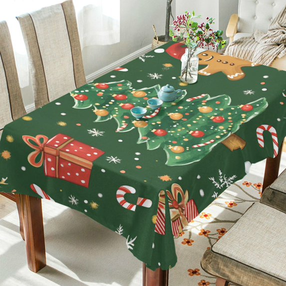 Yayeee Tablecloths 60" x 108" Rectangle Wrinkle Resistant Party Table Cover, Christmas Tree