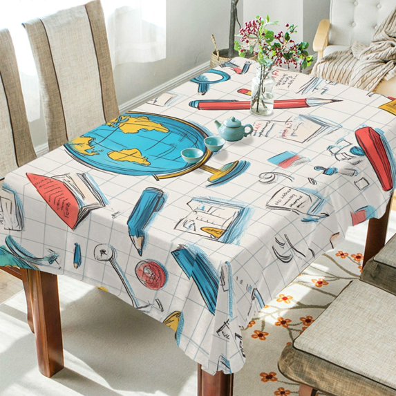Yayeee Tablecloths 60" x 108" Rectangle Wrinkle Resistant Party Table Cover, Colorful School