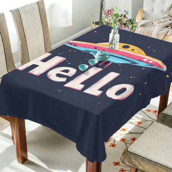 Yayeee Tablecloths 60" x 108" Rectangle Wrinkle Resistant Party Table Cover, Colorful UFO