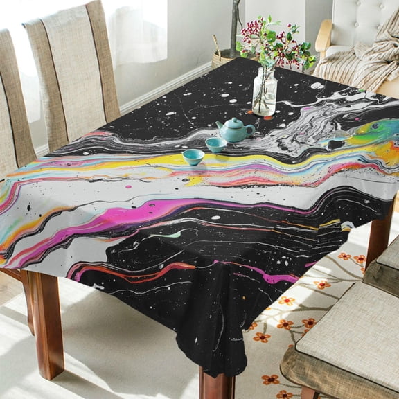 Yayeee Tablecloths 60" x 108" Rectangle Wrinkle Resistant Party Table Cover, Colorful White