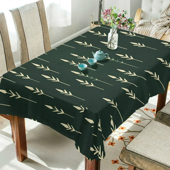 Yayeee Tablecloths 60" x 108" Rectangle Wrinkle Resistant Party Table Cover, Dark Green Plants