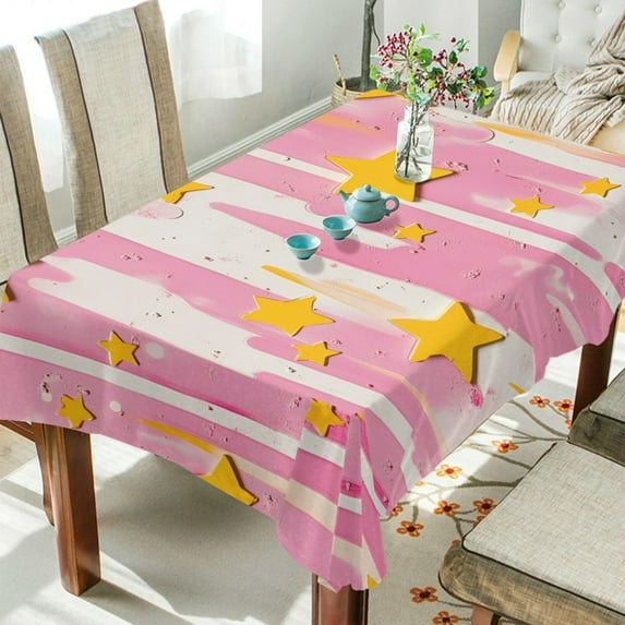 Yayeee Tablecloths 60" x 108" Rectangle Wrinkle Resistant Party Table Cover, Flat Yellow Stars