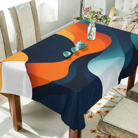 Yayeee Tablecloths 60" x 108" Rectangle Wrinkle Resistant Party Table Cover, Green Abstract Wavy