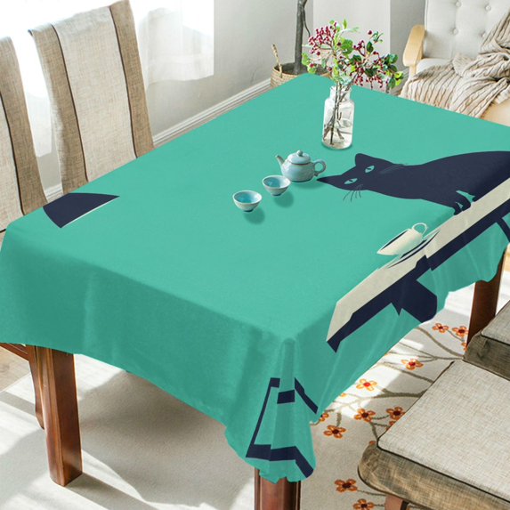 Yayeee Tablecloths 60" x 108" Rectangle Wrinkle Resistant Party Table Cover, Green Cat