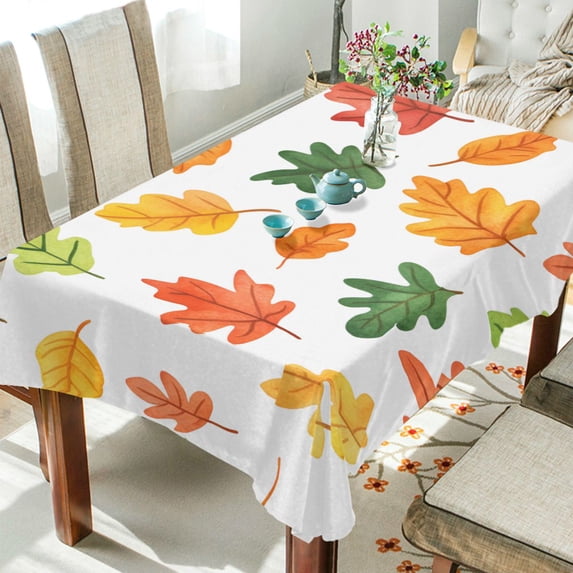 Yayeee Tablecloths 60" x 108" Rectangle Wrinkle Resistant Party Table Cover, Green Leaves
