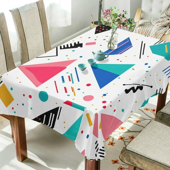 Yayeee Tablecloths 60" x 108" Rectangle Wrinkle Resistant Party Table Cover, Green Retro Triangles