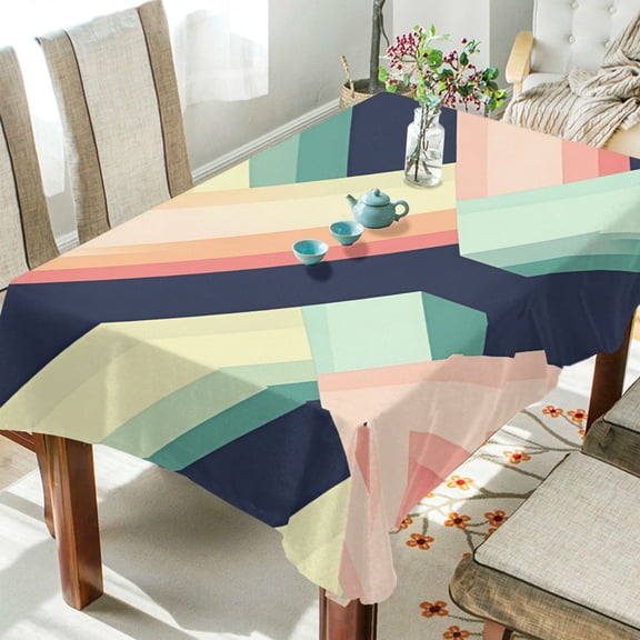 Yayeee Tablecloths 60" x 108" Rectangle Wrinkle Resistant Party Table Cover, Green Stripes