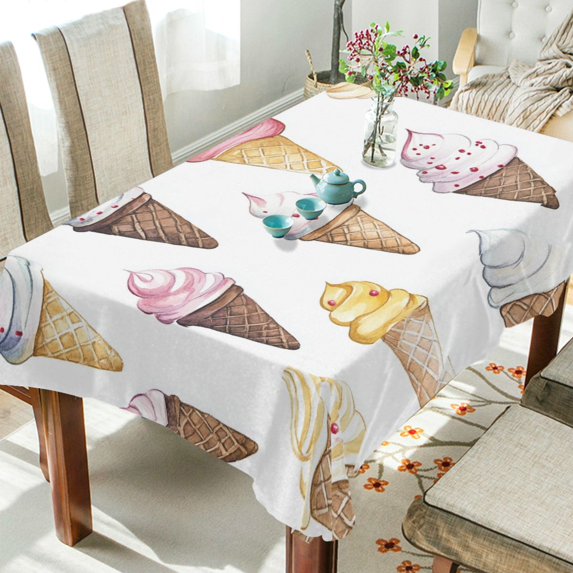 Yayeee Tablecloths 60" x 108" Rectangle Wrinkle Resistant Party Table Cover, Ice Cream Pattern