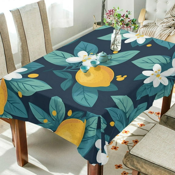 Yayeee Tablecloths 60" x 108" Rectangle Wrinkle Resistant Party Table Cover, Lemon Leaves