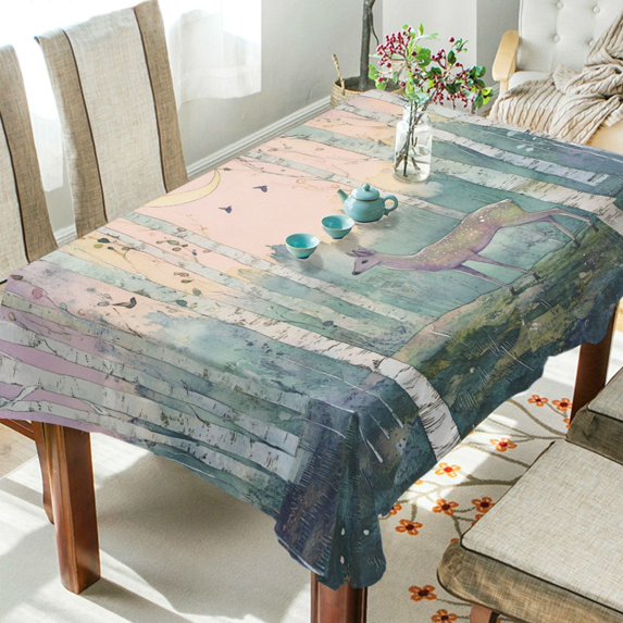 Yayeee Tablecloths 60" x 108" Rectangle Wrinkle Resistant Party Table Cover, Night Deer