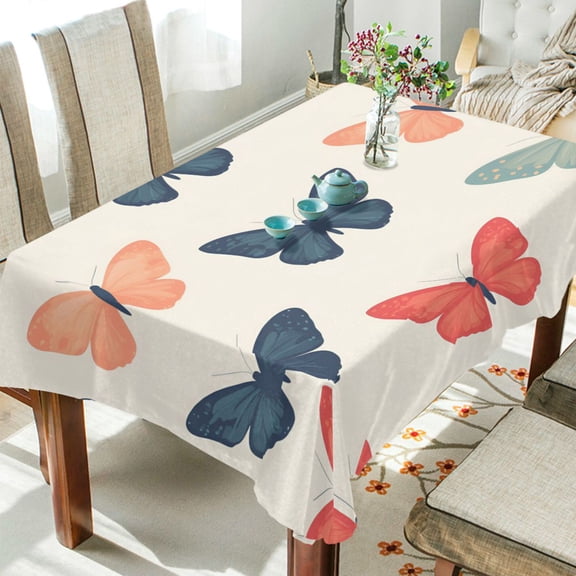 Yayeee Tablecloths 60" x 108" Rectangle Wrinkle Resistant Party Table Cover, Orange Butterflies
