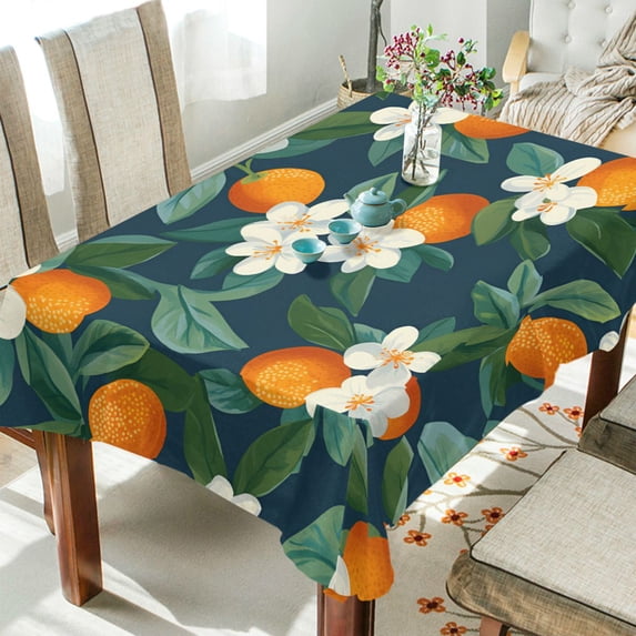 Yayeee Tablecloths 60" x 108" Rectangle Wrinkle Resistant Party Table Cover, Orange Fruit