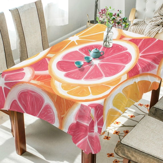 Yayeee Tablecloths 60" x 108" Rectangle Wrinkle Resistant Party Table Cover, Pink Grapefruit Slices