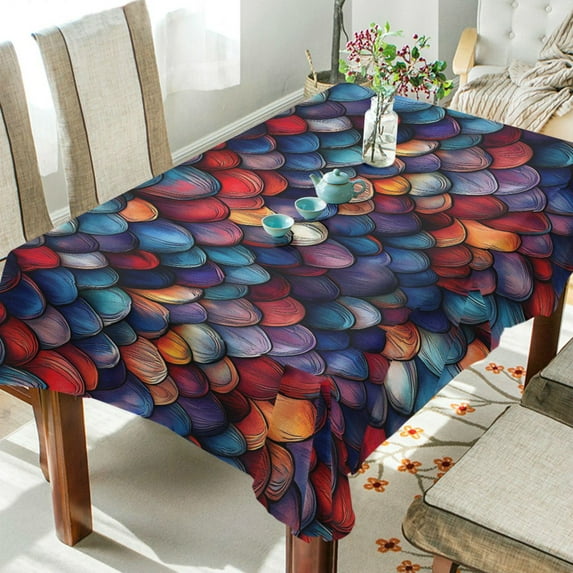 Yayeee Tablecloths 60" x 108" Rectangle Wrinkle Resistant Party Table Cover, Purple Dragon Scales Pattern