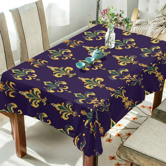 Yayeee Tablecloths 60" x 108" Rectangle Wrinkle Resistant Party Table Cover, Purple Flowers Pattern