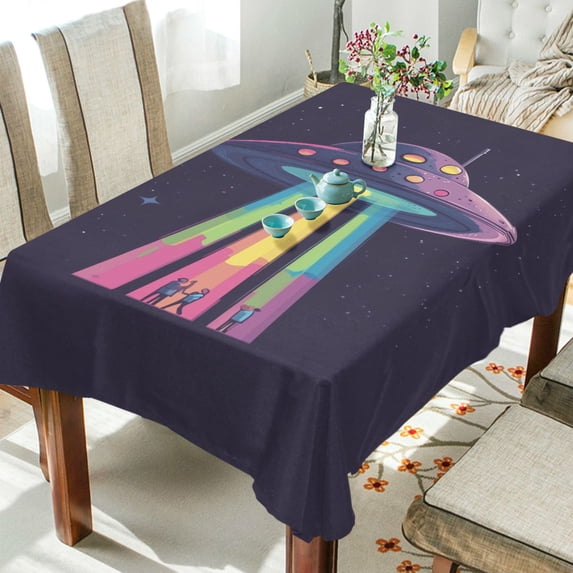 Yayeee Tablecloths 60" x 108" Rectangle Wrinkle Resistant Party Table Cover, Purple UFO