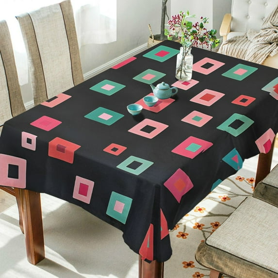 Yayeee Tablecloths 60" x 108" Rectangle Wrinkle Resistant Party Table Cover, Red Block Pattern
