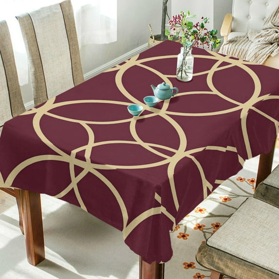Yayeee Tablecloths 60" x 108" Rectangle Wrinkle Resistant Party Table Cover, Red Circles
