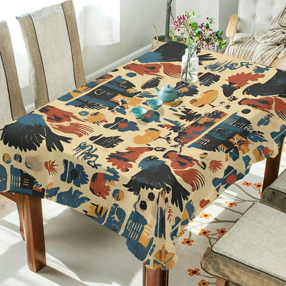 Yayeee Tablecloths 60" x 108" Rectangle Wrinkle Resistant Party Table Cover, Red Geometric