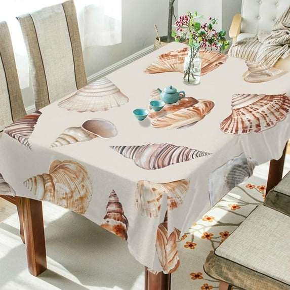 Yayeee Tablecloths 60" x 108" Rectangle Wrinkle Resistant Party Table Cover, Red Watercolor Seashells