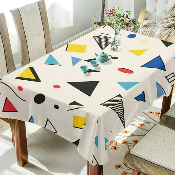 Yayeee Tablecloths 60" x 108" Rectangle Wrinkle Resistant Party Table Cover, Retro Triangles
