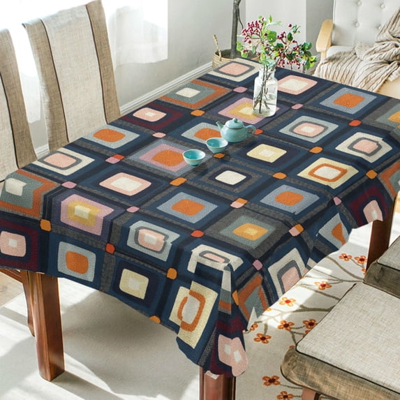 Yayeee Tablecloths 60" x 108" Rectangle Wrinkle Resistant Party Table Cover, Square Harmony