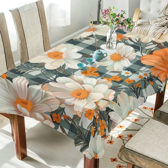 Yayeee Tablecloths 60" x 108" Rectangle Wrinkle Resistant Party Table Cover, Sunny Blooms