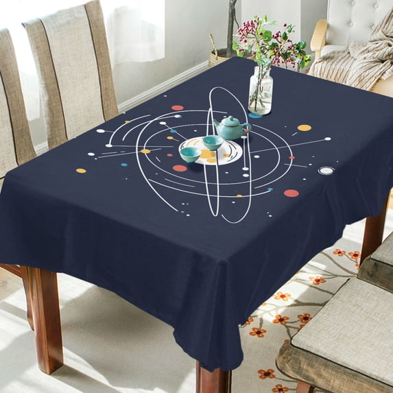 Yayeee Tablecloths 60" x 108" Rectangle Wrinkle Resistant Party Table Cover, White Planet