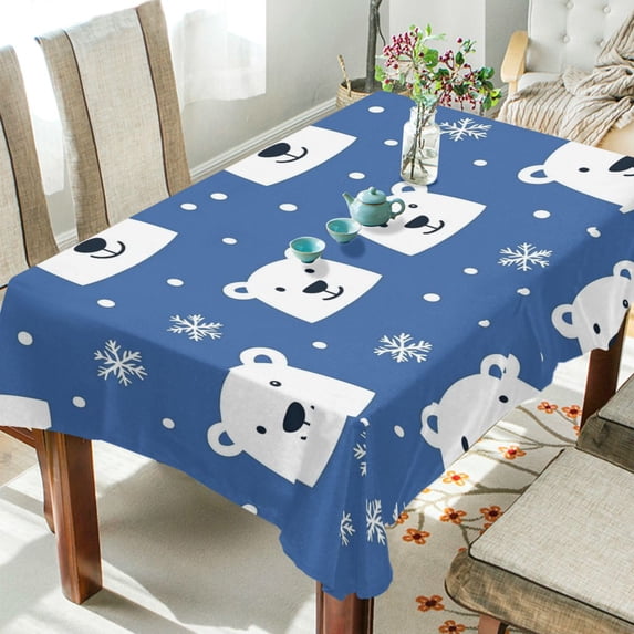 Yayeee Tablecloths 60" x 108" Rectangle Wrinkle Resistant Party Table Cover, White Polar Bear