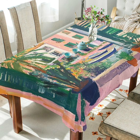 Yayeee Tablecloths 60" x 108" Rectangle Wrinkle Resistant Party Table Cover, Window Scene